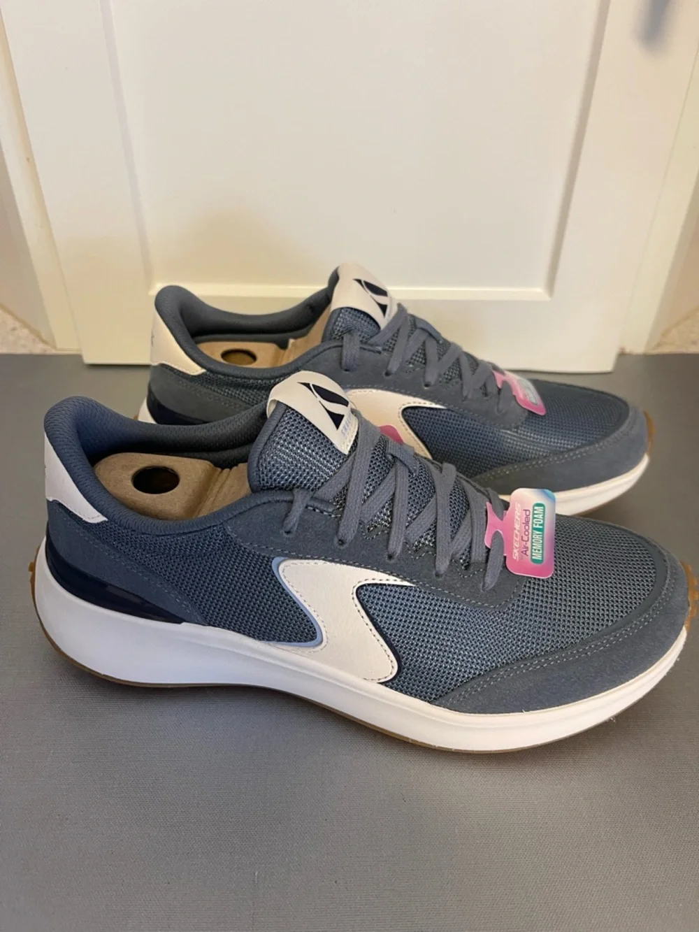 Skechers Blvd Retro Revival Navy #150600 Air Cooled Memory Foam Sneakers Sz 7.5